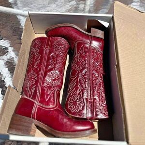 Rare 90s Vintage Frye Boots Dark Cherry Red Leather Size 7